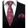 HISDERN Men's Ties Wedding Animal Pattern Handkerchief Classic Business Tie