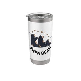 Cute Papa Bear and Cubs Stargazing Under the Sky Stainless Steel Insulated Tumbler