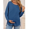 Tankaneo Womens Maternity Shirts Casual Crew Neck Long Sleeve Side