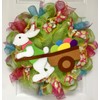Easter Bunny Egg Wagon Wreath Handmade Deco Mesh