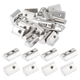 sourcing map 30Pcs M4 T Spring Nuts Fastener Carbon Steel Nickel Plated Half Round Roll in Spring T Slot Nut for t-Slot Aluminum Profile 3D Printer, CNC Router 4545 Series