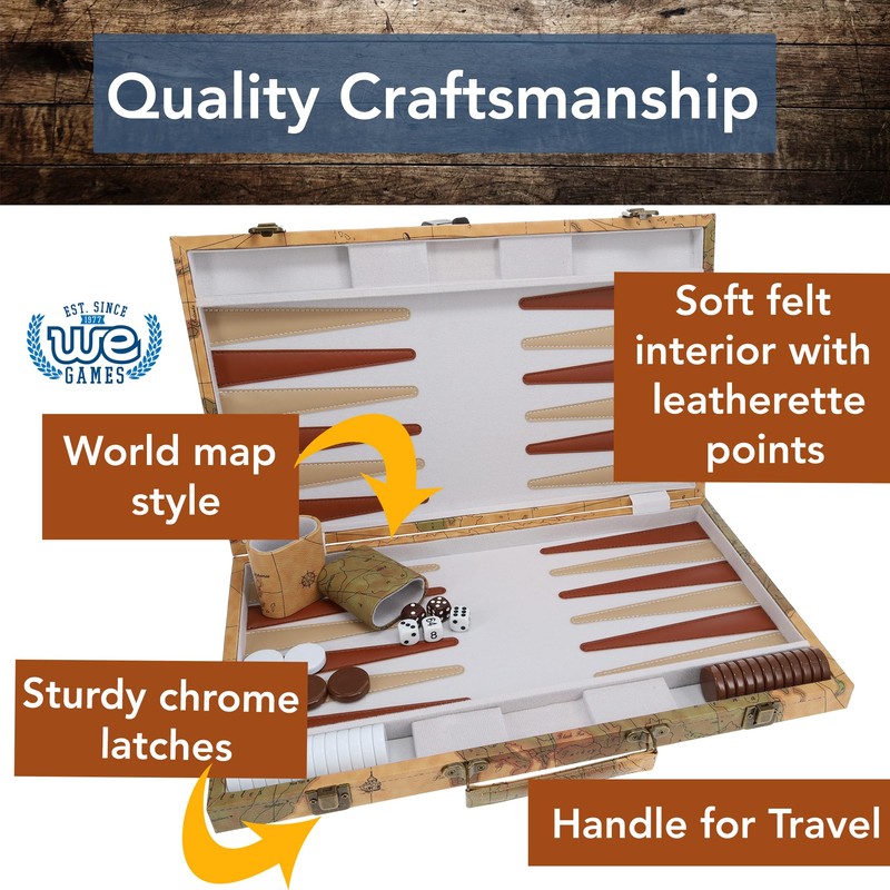 WE Games Map Design Backgammon Set - 18 Inch with