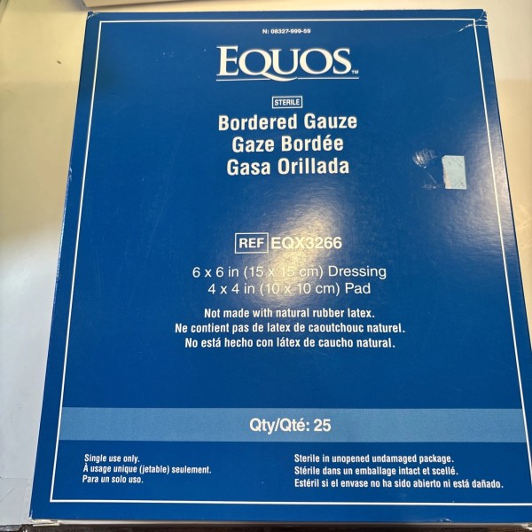 Equos 4" x 4" Bordered Gauze Adhesive Dressing - Box