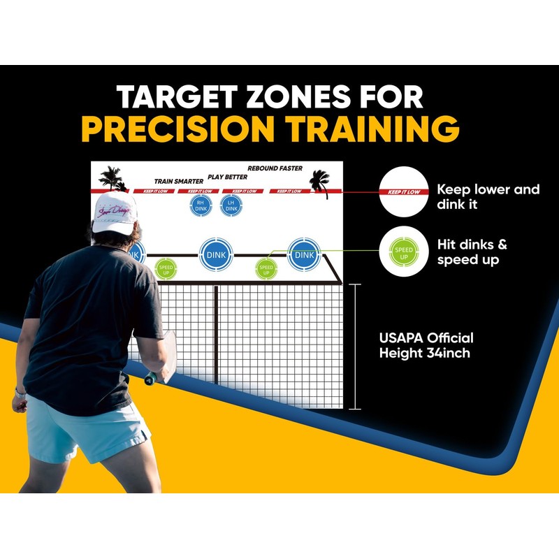 Portable Pickleball Rebounder Net with Kitchen Lines System, Solo Training