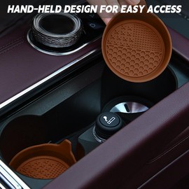 JNNJ 2 Stücke Anti-Rutsch Autos Untersetzer, Silikon Auto Tasse Halter Einsatz Untersetzer, Autoinnenausstattung wasserdichte Auto-Cup-Matten, Universelles Dekoratives Autozubehörs(Kaffee)