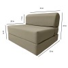 Amfuton Tan Sleeper Chair Folding Foam Beds, Portable Studio Couch