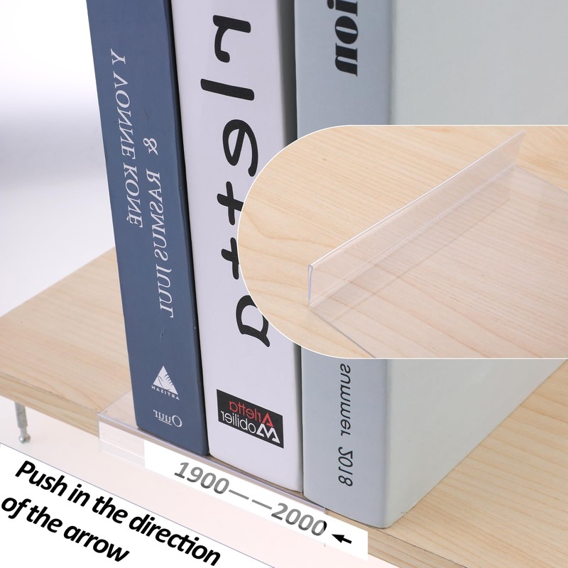 COMNICO Pack of 10 Movable Shelf Label Holders Transparent Shelf