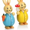 com-four® 4 x decorative Easter bunnies made of wood for