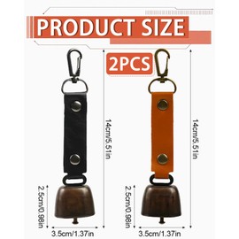 TPZORJX 2 Pieces Cowbell Small, Metal Vintage Mini Cowbell Decorations Key Ring with Bell Versatile Compact and Cowbell Drum for Outdoor Hiking, Backpack Pendant