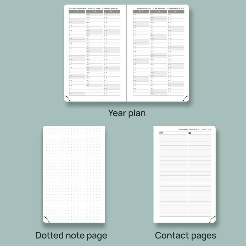 POPRUN Academic Pocket Diary 2025-2026 Day to Page A6 Hardback