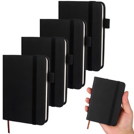 BANBAN 4 Pcs Leather Pocket Notebook A7 Note Book Pocket Hardcover Notepad 3 x 4 Inch Mini Notepad Tiny Lined Journal Notebook With Elastic Band for Office Home School Writing Supplies(100 Sheets)