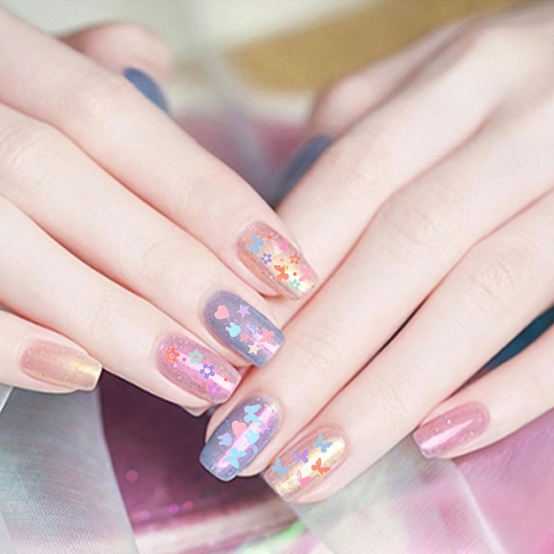 Nail Hologram Set of 2 Cute Ultra Thin Flower Butterfly