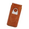 Cigar Case 3 Finger Cedar Wood Lining Portable Faux Leather