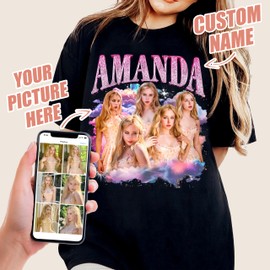 JIX & JOKY Custom Bootleg Rap Shirt Custom Girlfriend face Shirt for Boyfriend Custom Shirts with Pictures Custom Rap Shirt for Valentine Day and Birthday