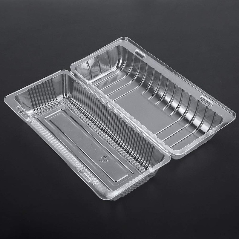 Recipiente para alimentos con bisagras cuadradas de plástico transparente, 25