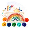 Wooden Peg Board Beads Game Educational Rainbow Clip Beads Puzzle