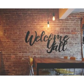 Badger Steel USA - Welcome Y'all - Metal Wall Art - 18" X 6" - Black
