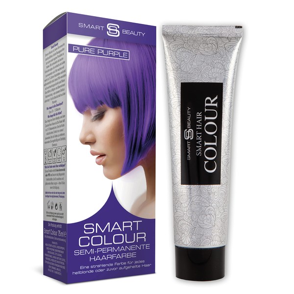 Smart Beauty Pure Purple Semi Permanent Hair Dye, Radiant Purple Hair Colour for Bleached Hair, with Premixed, Non-Drip Formulation, Vegan, Cruelty Free