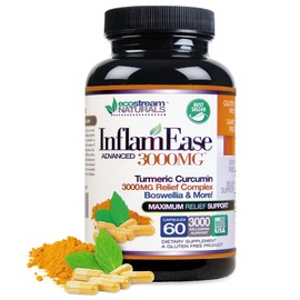 ecostream Naturals InflamEase with Turmeric, Curcumin, Enzymes and Boswellia - Vegetarian (Packaging May Vary)