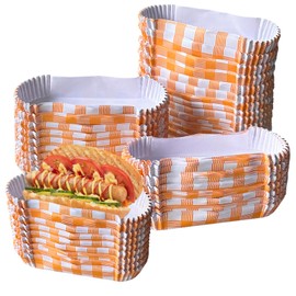 Hugloogn 300Pcs Paper Hot Dog Trays,6Inch Disposable Snack Boats,To Go Food Serving Tray,Rectangular White Fluted Holder for Party,Takeout,Hamburgers,Sandwiches