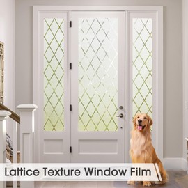 bofeifs Window Privacy Film Frosted Glass Static Cling Lattice Decorative for Bathroom, UV Blocking Window Frosting Film for Home Front Door (23.6 x 157.4 in)
