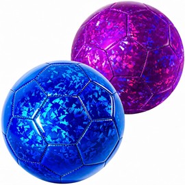 Paokoo Kids Soccer Balls Size 3, Glitter Mosaic 2-Pack with Pump and Bag