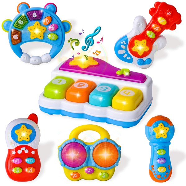 JOYIN 6 PCS Toddler Sensory Educational Musical Instrument Toys for Toddler Boys and Girls