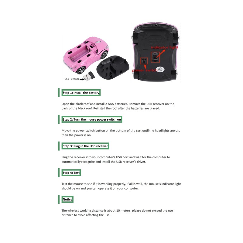Richer-R Wireless Mouse 2.4G Sports Car Bluetooth Optical Mouse with