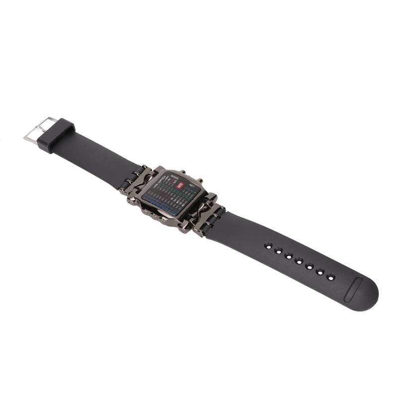Men's LED Watch Classic Fashion Men's Rectangular Watch with Binary