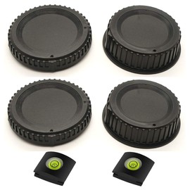 Rear Lens Cap and Front Body Cap for Nikon D850 D7500 D3500 D5600 DSLR with AF,AF-S,AF-P Lenses，Replaces Nikon BF-1B Cap and Fire Rock Hot Shoe Cover with Bubble Spirit Level(2+2+2 Pack)