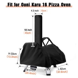 Fenghome Pizza Oven Cover for Ooni karu 16, Waterproof Weatherproof Pizza Oven Carry Bag Oxford Fabric Pizza Oven Carry Bag Pizza Oven Accessories Black (83 x 52 x 34 cm)