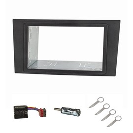 tomzz Audio 2415-118 Double DIN Radio Fascia Set Compatible with Ford Mondeo MK3 Facelift Dark Grey Metallic with Installation Kit Quadlock Adapter ISO Antenna Adapter ISO DIN Release Lever