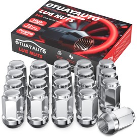 OTUAYAUTO M12x1.5 Lug Nuts - 20PCS Chrome 12mmx1.5 Closed End Bulge Acorn Lug Nut, 12x1.5 Wheel Lug Nuts, Cone Seat, 19mm Hex, Replacement for Chevy Ford Honda Acura Dodge Jeep Aftermarket Wheels