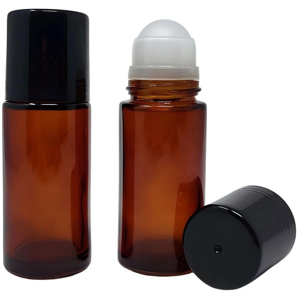 Essenciales Refillable Rollon Packaging 50ml 2 Bottles Amber Glass No Leaks - Rollon Easy to Put on and Take Off