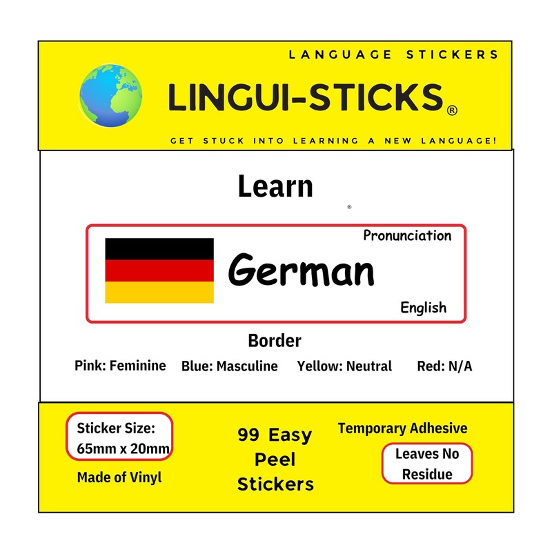 Lingui-Sticks Language Learning Stickers - Educational Stickers to Learn German