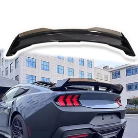 Ombialo Rear Spoiler Compatible with Ford Mustang 2024 2025 EcoBoost/Dark Horse Style/GT/ S650 Performance W/Gurney Flap Wickerbill Wing Rear Trunk Wing Lid Spliter Exterior Accessories Gloss Black