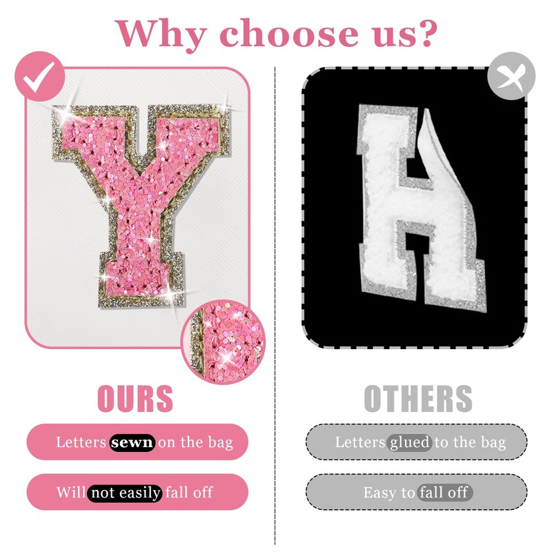 Bolsa de maquillaje con parche inicial personalizada, bolsa de chenilla