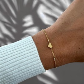 Selfmade Jewelry Women's Heart Bracelet, Rose Gold, Stainless Steel Bracelet with Filigree, Delicate Hearts, Includes Jewellery Box, Stainless Steel