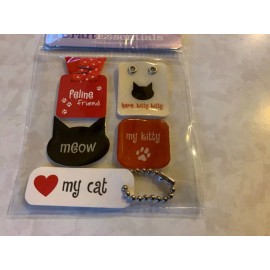 JOANN CRAFT ESSENTIALS ACRYLIC STICKER TAGS KEY CHAINS CAT SILHOUETTE MEOW
