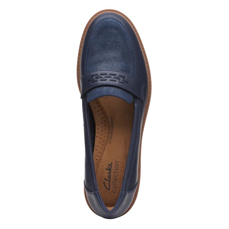 Clarks Raisie - Mocasines para Mujer, Cuero Azul Marino, 22