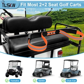 Golf Cart Bag Holder Bracket for 2+2 Seater Golf Cart Rear Seat, Compatible with EZGO, Club Car, Yamaha Golf Carts, 1 inch Sqaure Strut, No Drilling Golf Cart Rear Bag Holder Adjustable Orange
