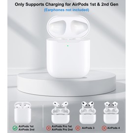 Wireless Charging Case Compatible with AirPods 2 1, Case Replacement for AirPods 1st & 2nd with Bluetooth Pairing Sync Button, Earbuds Not Included