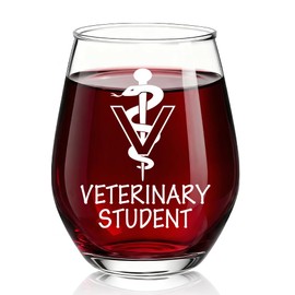 TOUNER Veterinary Student 2-sided Stemless Wine Glass, Funny Veterinarian Student Theme Wine Glass Gifts for Women Men Future Veterinarian, Veterinary School Gifts for Women Men Friend Family