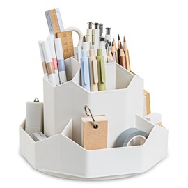 Newpop Desk Organiser, 360 Degree Rotating Pen Holder, Pen Organiser with 9 Compartments, Pen Holder, Rotating Organiser for Office Supplies, Stationery, Crafts, Makeup