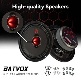 GRTSKY MX65E1 Loudspeaker 6.5 Inch Midrange 400 Watts 6 Ohms Red Bullet, Premium Quality Audio Door Speakers for Car or Truck Stereo Sound System, Black (2 Speakers)