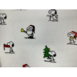 Berkshire Blanket & Home Co Peanuts Gang Christmas Velvet Soft Plush Throw Blanket (White - Dog with Hat, Tree, Hugging Woodstock, Red Bowls, Throw 50" x 70")