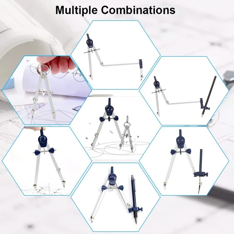 Geometry Set 7 Pcs Professional Compass Set Math Compass Drawing