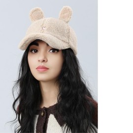 Cute Hat for Women Winter Wool Cat Rabbit Ears Soft Beanie Slouchy Baseball Cap Vintage Casual Sports (US, Numeric, 7, 7 7/8, Beige)