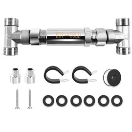 Stainless Steel Sensor Valve Kit, Upgrade Replacement Bypass Valve for Instant Hot Water Recirculating Pump, Replacement 500800 500805, Inclues 3/8" Male Comp to 1/2” Female Adapter