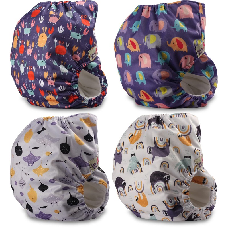 Littles and Bloomz FLP2-0404 wiederverwendbare Stoffwindel, Standard-Popper, 4 Windeln